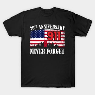 Never Forget 911 20th Anniversary Patriot Day USA Flag T-Shirt